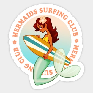 surfing mermaid Sticker